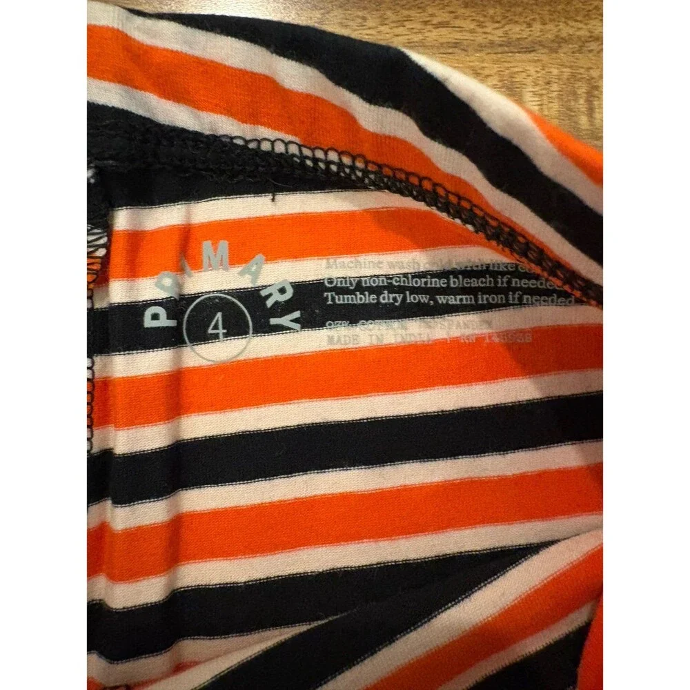 Primary Leggings, Tangerine/Black Stripe, Halloween, Size 4T